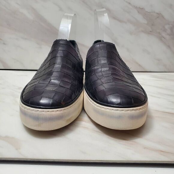 Stuart Weitzman Black White Leather Slip On Sneakers Size 9‎ - Picture 2 of 6